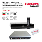 Pack Bulsatcom Décodeur Satellite HD TV ZHD-210 + Abonnement TV 12 Mois 69 chaines, Full Sport Bulgarie via Antenne Satellite Hellas 39°Est