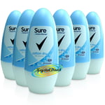 6x Sure Cottton Dry 48Hr Anti-Perspirant Deodorant Roll On Alcohol Free 50ml