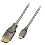 Lindy 0.5m HDMI - USB 2.0 Micro B M/M - Video Cable Adapter (HDMI, Micro-USB, Male/Male, Anthracite, 1920 x 1080 pixels)
