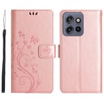 Motorola Edge 50 Neo Mobilfodral med fjärilar, Roséguld
