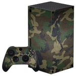 playvital Army Green Camouflage Custom Vinyl Skins for Xbox Series X, Wrap Decal Cover Stickers for Xbox Series X Console Controller