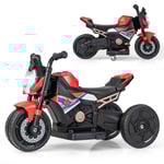 2-i-1 elmotorcykel för barn med avtagbara träningshjul & Strålkastare & Musik & Hornröd 74 x 38 x 48 cm