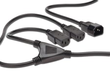 Power Cord splitter cable, C14 - 2x C13 M/F, 1.7m, H05VV-F3G  1.0qmm/0.75qmm, bl