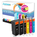 6 cartouches type Jumao compatibles pour Canon PIXMA MG5450 5550 5650 6350 7550 +Fluo offert