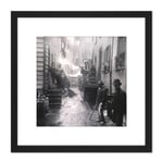 Riis Bandits Roost Mulberry Street New York 1888 8X8 Inch Square Wooden Framed Wall Art Print Picture with Mount
