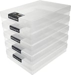 WestonBoxes A4 Transparent Plastic Craft Storage Boxes with Lids for Art Paper -