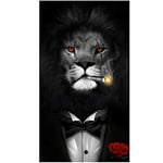 Ami0707 Classic Black Wild Lion In A Suit Canvas Painting Wall Art Animal Gentleman Lion Posters Prints On Canvas Picture Home Decor 40X70cmNoFrame FB61