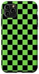 iPhone 11 Pro Max black & Green Classic Checkered Pattern Checker Checkerboard Case