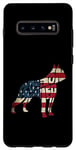 Coque pour Galaxy S10+ Boston Terrier Dog American Flag 4th of July