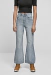Urban Classics Jeans med vidd nertill och hög midja dam (32,Svart tvättat)