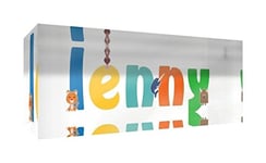 Little Helper Souvenir Décoratif en Acrylique Transparent Poli comme Diamant Style Illustratif Coloré avec le Nom de Jeune Garçon Lenny 5 x 15 x 2 cm Petit