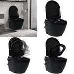 Toalettstol vägghängd utan spolkant med bidé keramik svart - Vägghängd Toalett - Vägghängda Toaletter - Home & Living