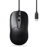 Perixx PERIMICE-209C USB Type C Wired Optical Mouse - 4.9 Ft Cable - 1000 DPI - Black