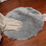 Round Sheepskin Chair Cover Seat Pad Soft Carpet Hairy Plain Ski Gray 30*30cm