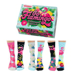 United Oddsocks Go Flamingo Set of 6 Oddly Mis Matched Ladies UK 4 - 8 Socks