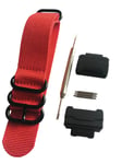 HD Conversion RAF 5 Ring Nylon Watch Band Strap Adapters(16mm) Kit for GShock MIL-Shock DW-5600 DW-6900 G-5700 GA-100 GDF-100 GL-7200 GLS-5600 Series (Red)