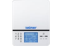 Zelmer Zks1500n, Elektronisk Köksvåg, 5 Kg, 1 G, Vit, Härdat Glas, Lcd