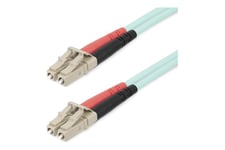 StarTech.com 25m (82ft) LC/UPC to LC/UPC OM4 Multimode Fiber Optic Cable, 50/125µm LOMMF/VCSEL Zipcord Fiber, 100G Networks, Low Insertion Loss, LSZH Fiber Patch Cord - patchkabel - 25 m. - akvamarin