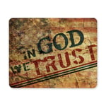 Grunge American Flag with Slogan in God We Trust Rectangle Non-Slip Rubber Mousepad Mouse Pads/Mouse Mats Case Cover for Office Home Woman Man Employee Boss Work