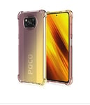 UILY Case Compatible for Xiaomi Poco X3 NFC, Fashion Gradient Color Transparent Soft Silicone TPU Cover, Reinforced Corner Double Layer Anti-Fall Shell. Black/Gold …