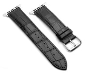 SKALO Läderarmband Krokodilmönster Apple Watch Ultra 2 49mm - Svart