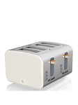 Swan St14620Whtn Nordic 4-Slice Toaster With Defrost/Reheat/Cancel Functions, Cord Storage, 1500W, White