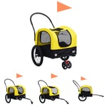 The Living Store Cykelvagn för husdjur och joggingvagn 2-i-1 gul och svart -  Vagnar för husdjur
