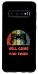 Coque pour Galaxy S10 Will Game for Food Manette de jeu rétro colorée