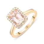 18ct Rose Gold 1.50ct Morganite Diamond Emerald Cut Ring