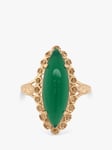 Vintage Fine Jewellery Second Hand 9ct Gold Marquise Chrysoprase Ring, Dated Circa 1970s