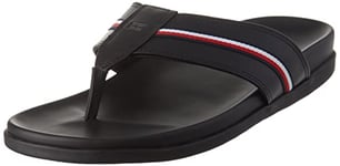Tommy Hilfiger Men Leather Toe Post Sandal Flip-Flops Leather, Black (Black), 40 EU
