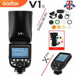 UK Godox V1F 2.4G TTL Wireless HSS Camera Round-Head flash+Xpro-F For Fuji+AK-R1