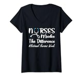 Womens National Nurses Week 2024 Nurses Make The Difference V-Neck T-Shirt