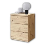 Stella Trading Olli 3 tiroirs Aspect chêne Artisan – Table de Chevet Moderne avec Espace de Rangement pour Votre lit, Matériau en Bois, 45 x 61 x 38 cm