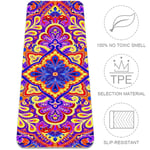 Haminaya Yoga Mat Color Classic Decorative Pattern Pilates Mat Non-Slip Pro Eco Friendly TPE Thick 6mm With Carrying Bag Sport Workout Mat For Exercise Fitness Gym 183x61cmx0.6cm