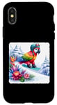 Coque pour iPhone X/XS Parrot Snowboards Casque de snowboard Motif fleurs glacées