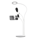 Deltaco 3-IN-1 Selfie Ring Lampa med Smartphone- och Mikrofonhållare