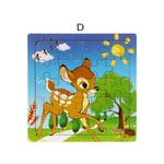 Forest Animal Jigsaw Puzzles Wooden Toys Baby Early Educational Fawn