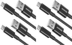4-Pack Anker | iPhone Cable | MFi-Certified Lightning Charger | Black 6ft / 1.8m