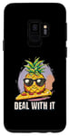 Coque pour Galaxy S9 Design mignon ananas sur plaque à pizza – Amusant « Deal with It »
