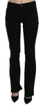 GALLIANO Jeans Black Mid Waist Cotton Bow Denim Slim Pants s. W24