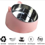 SPLLEADER Dog Cat Pets Water and Food Bowls with Automatic Water Dispenser for Small or Medium Size Dogs Cats,Stainless Steel Pet Bowls,Puppy Water Dispenser Station,Pink
