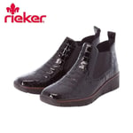 Rieker 53794-01 Women Black Patent Leather Croc Ankle Boots Size Uk 6 EU 39