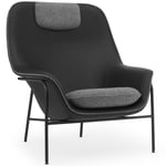 Normann Copenhagen-Drape Lounge Chair High W. Headrest Oak Lænestol Skum Fremstillet af læder Fremstillet af læder, Ramme i sort stål Sort