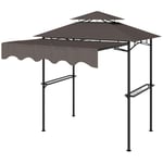 Grillpaviljong 242x149x248 cm vattenavvisande flamskyddad trädgårdspaviljong med sidohyllor i dubbla lager, UV 30+ trädgårdslust