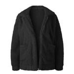 Elegant Faux Fur Coat Women Soft Zipper Jacket Outwear Black S