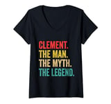 Womens Mens Clement The Man The Myth The Legend Personalized Funny V-Neck T-Shirt
