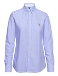 Striped Knit Oxford Shirt Tops Shirts Long-sleeved Blue Polo Ralph Lauren