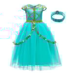 Barn Flickor Jasmine Princess Cosplay Fest Kostym Klänning Halloween Aladdin Fancy Dress Up Presenter 5-6 Years