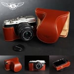 Real Leather Full Camera Case Bag Cover for Olympus EP5 E-P5 14-42mm Lens Brown